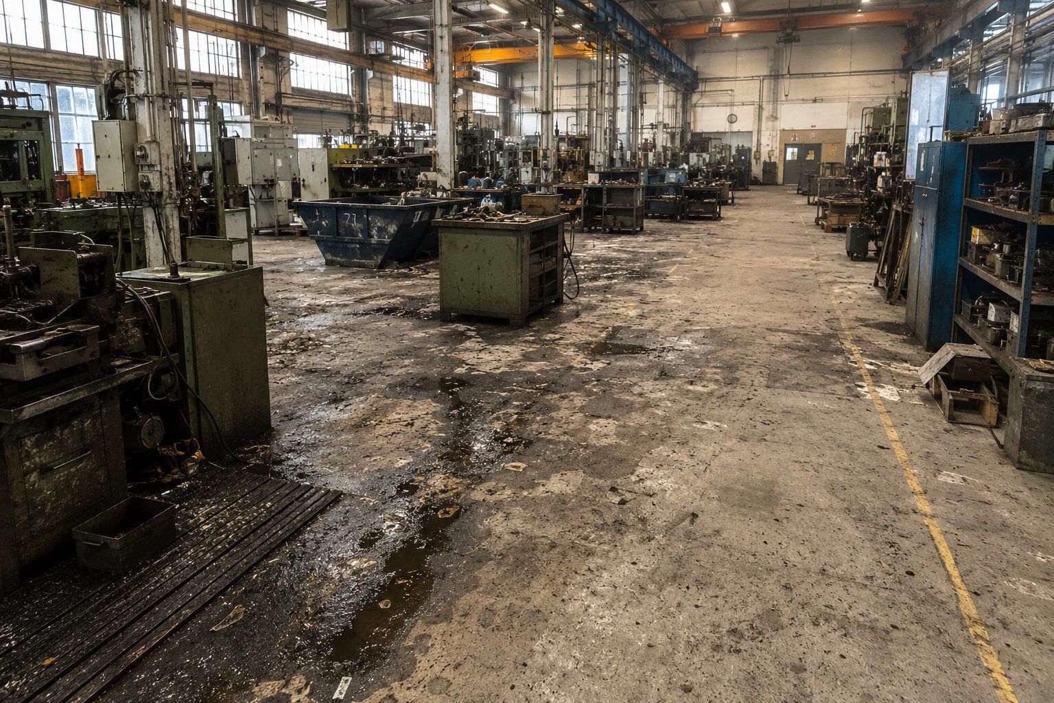 Industriehallenreinigung davor